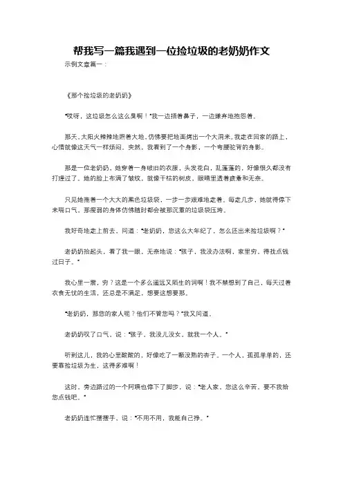 帮我写一篇我遇到一位捡垃圾的老奶奶作文