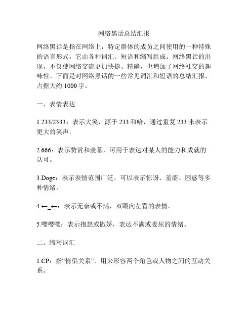 网络黑话总结汇报