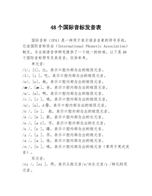 48个国际音标发音表