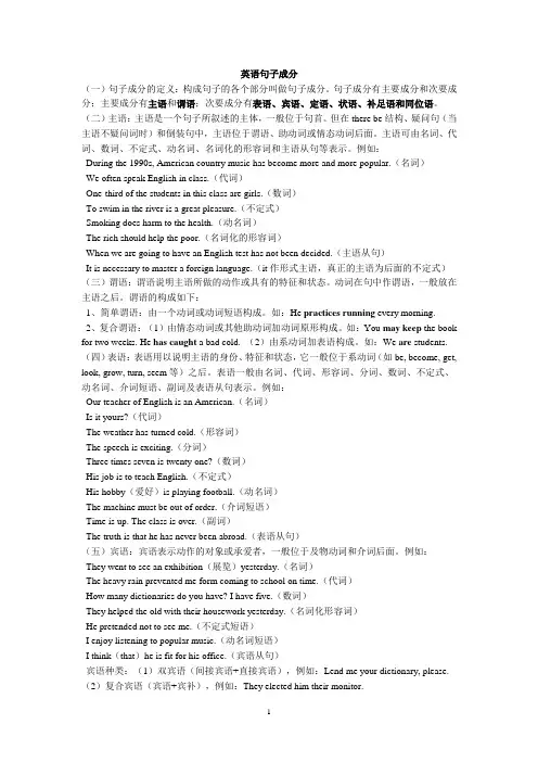 英语划分句子成分句式练习题及答案.doc