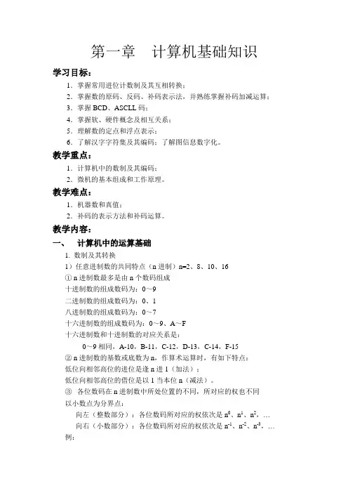 微机原理重要知识点