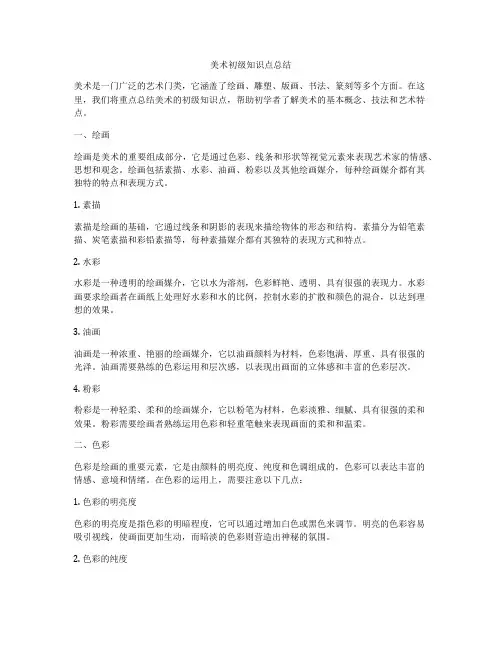 美术初级知识点总结