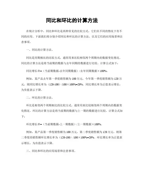 同比和环比的计算方法