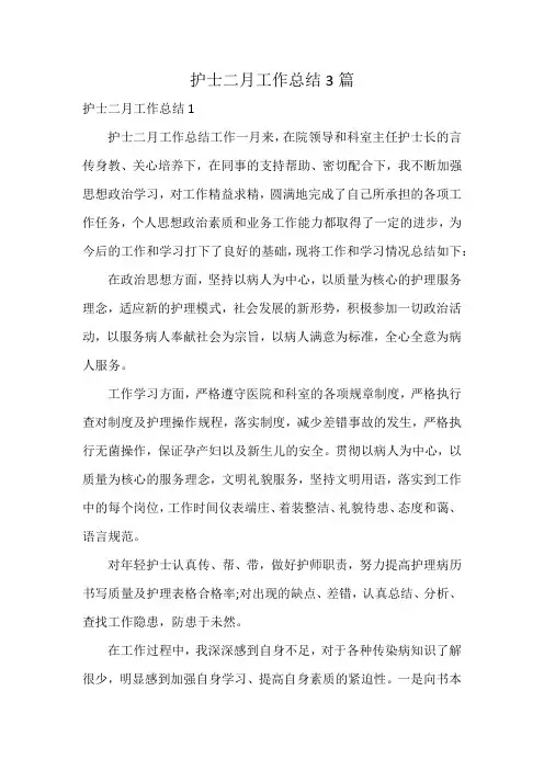 护士二月工作总结3篇