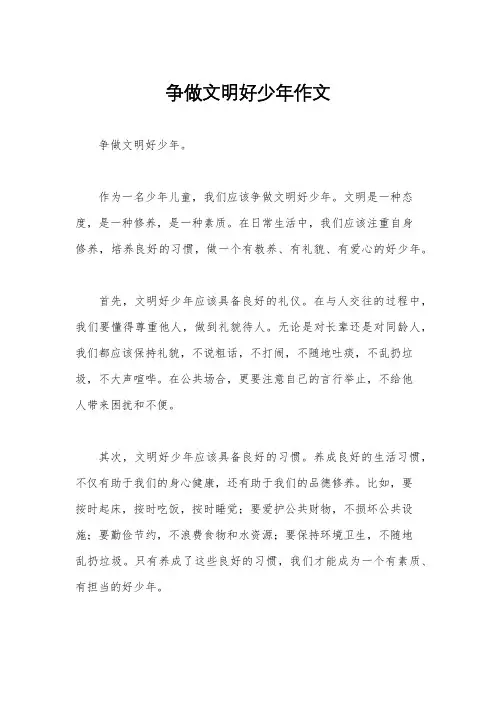 争做文明好少年作文