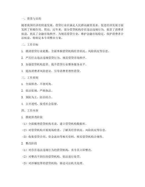 借贷专项整治方案