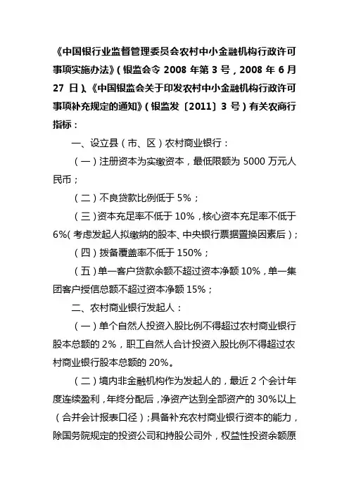农商行监管指标