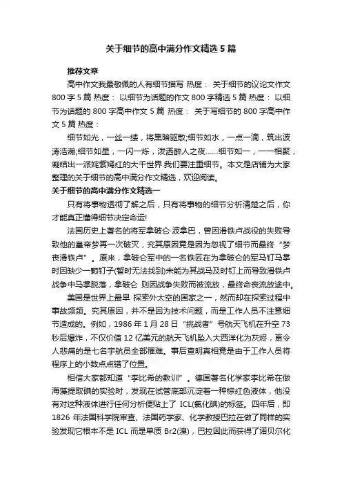关于细节的高中满分作文精选5篇