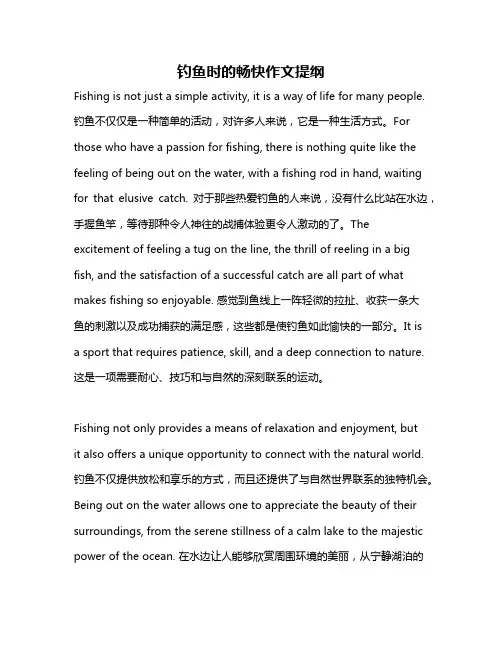 钓鱼时的畅快作文提纲