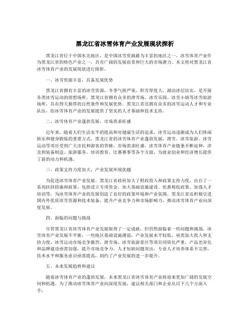 黑龙江省冰雪体育产业发展现状探析