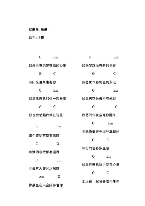 许巍吉他谱大合集