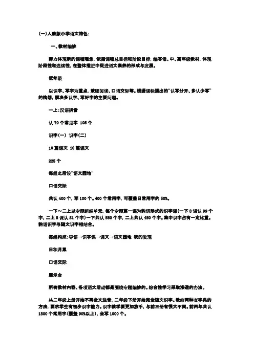 小学、初中、高中所有教材版本及特点