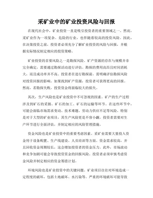 采矿业中的矿业投资风险与回报