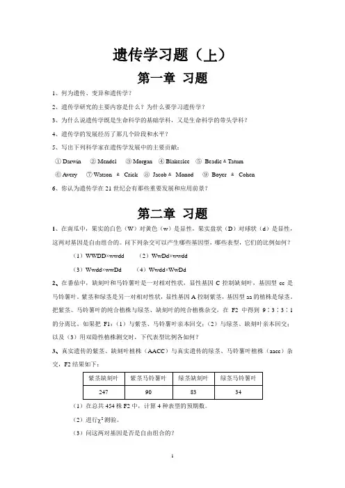 遗传学作业