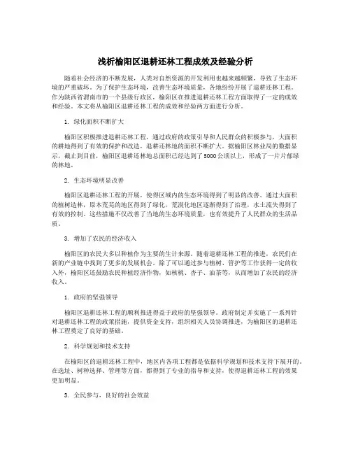 浅析榆阳区退耕还林工程成效及经验分析