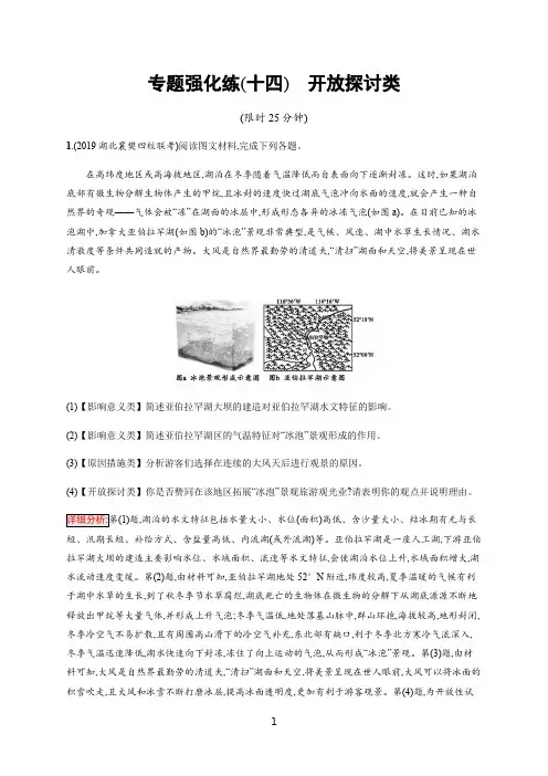 2020版高考地理大二轮培优通用版专题强化练(十四) 开放探讨类