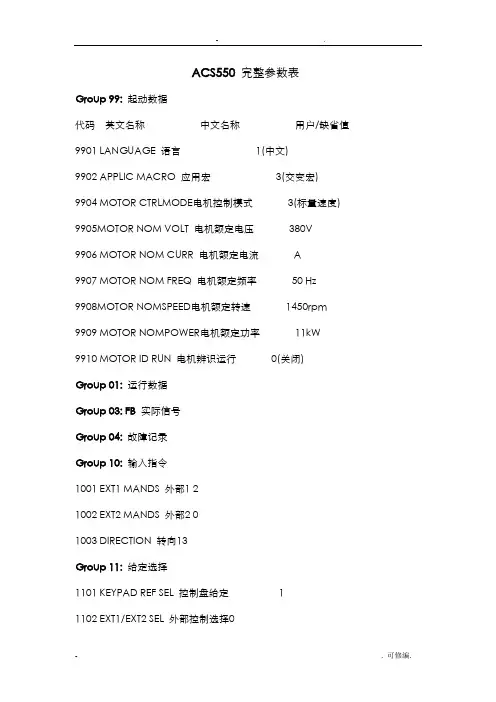 ABB变频器参数设置