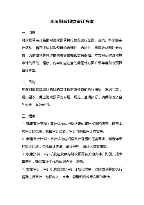 年度财政预算审计方案