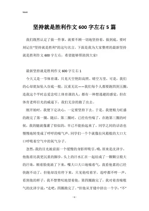 坚持就是胜利作文600字左右5篇