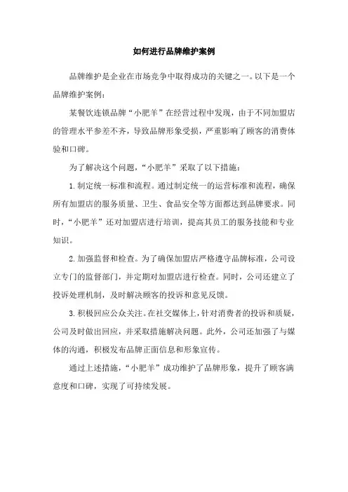 如何进行品牌维护案例