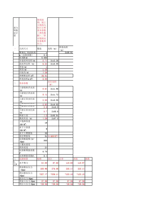 重力坝应力与稳定计算