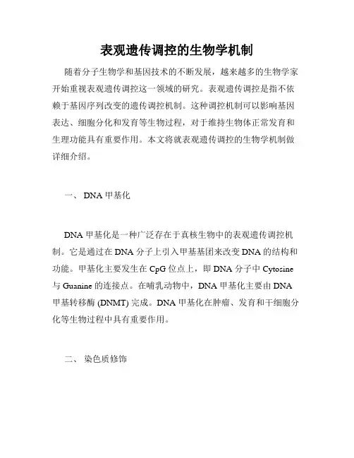表观遗传调控的生物学机制