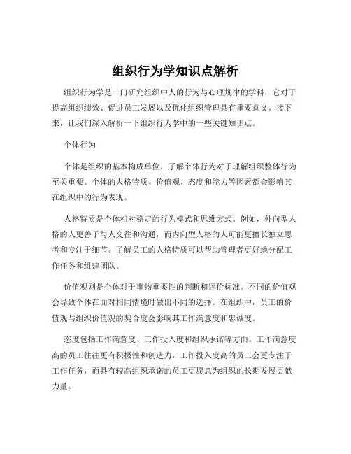 组织行为学知识点解析