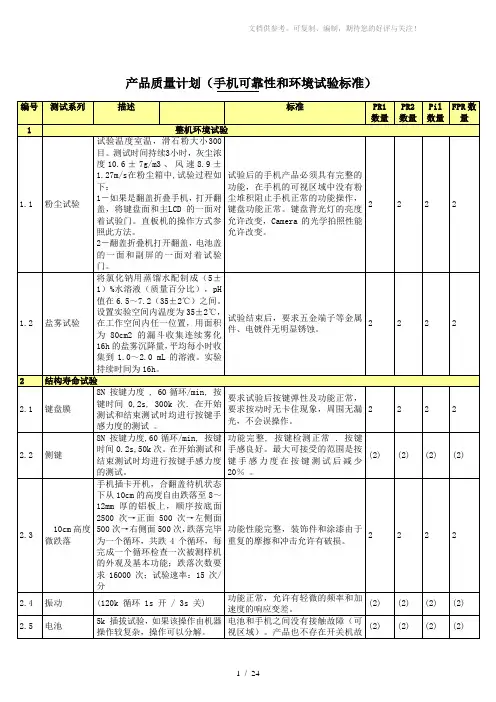 【SMT资料】手机可靠性和环境试验标准(WORD档,24页)