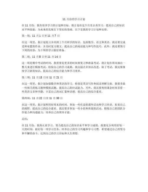 11月份的学习计划