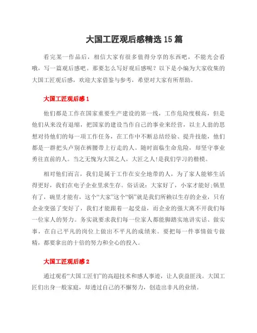 大国工匠观后感范文15篇