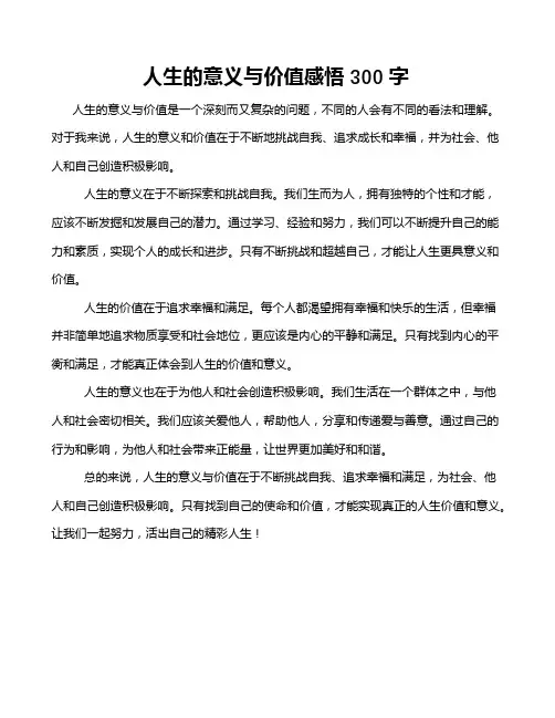 人生的意义与价值感悟300字