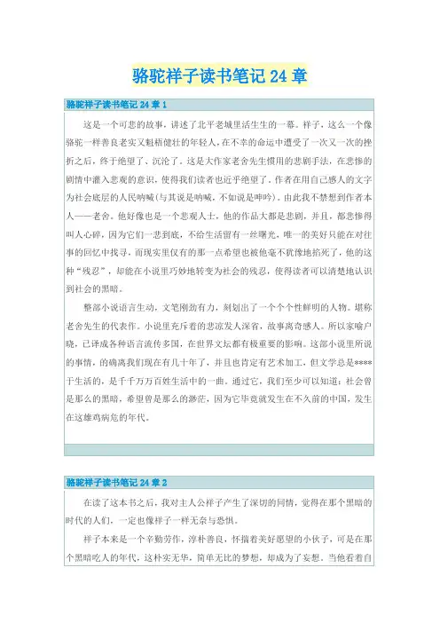 骆驼祥子读书笔记24章