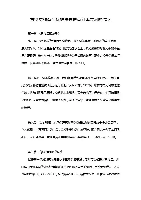 贯彻实施黄河保护法守护黄河母亲河的作文