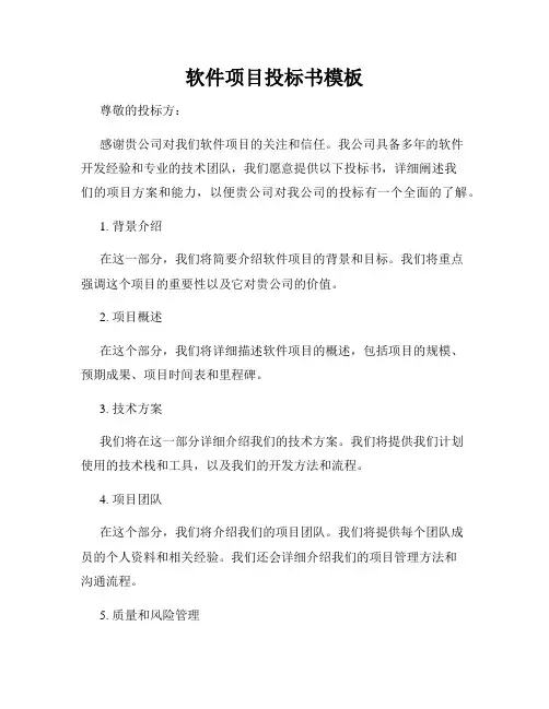 软件项目投标书模板