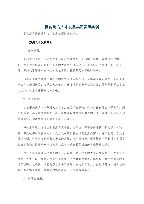 国内地方人才发展集团发展案例