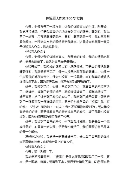 体验盲人作文300字七篇