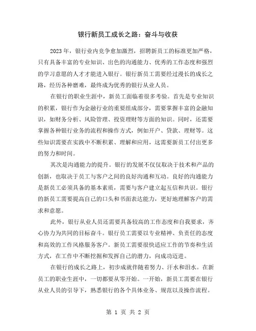 银行新员工成长之路：奋斗与收获
