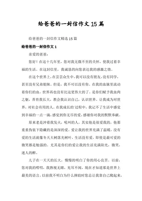 给爸爸的一封信作文15篇