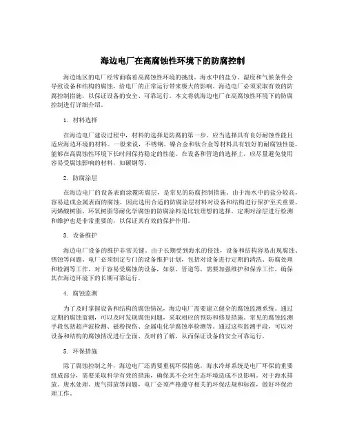 海边电厂在高腐蚀性环境下的防腐控制