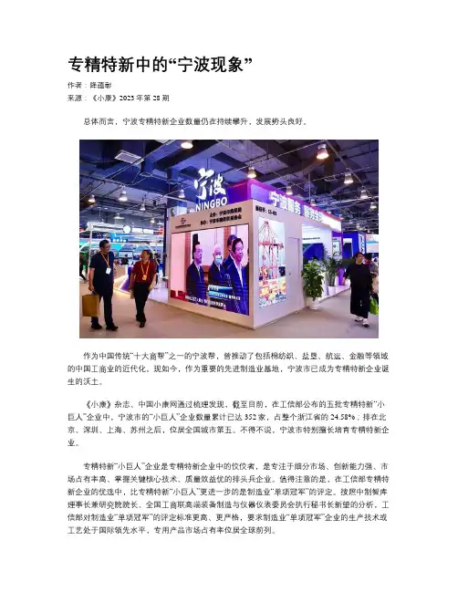 专精特新中的“宁波现象”