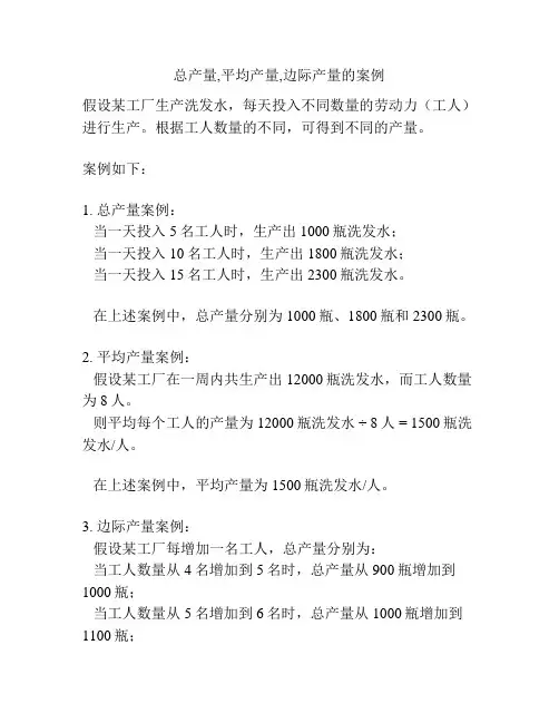 总产量,平均产量,边际产量的案例