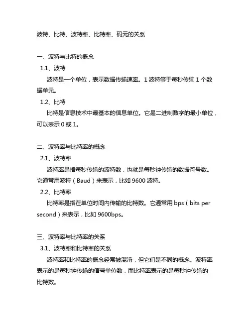阐述波特、比特、波特率、比特率、码元的关系
