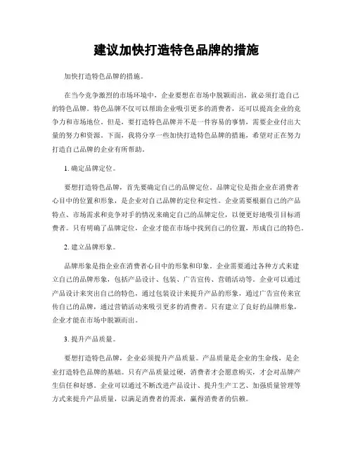 建议加快打造特色品牌的措施