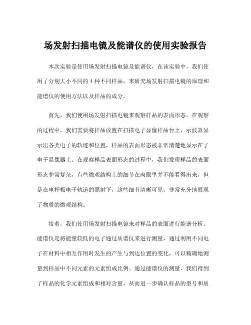 场发射扫描电镜及能谱仪的使用实验报告