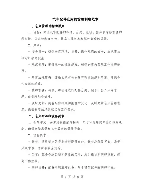 汽车配件仓库的管理制度范本（二篇）