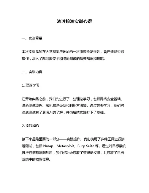 渗透检测实训心得