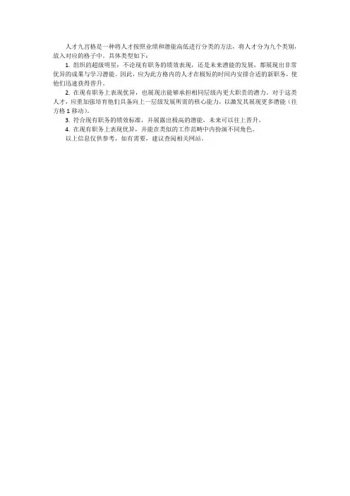 人才九宫格类型