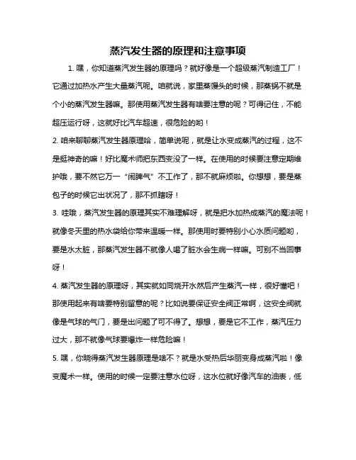蒸汽发生器的原理和注意事项