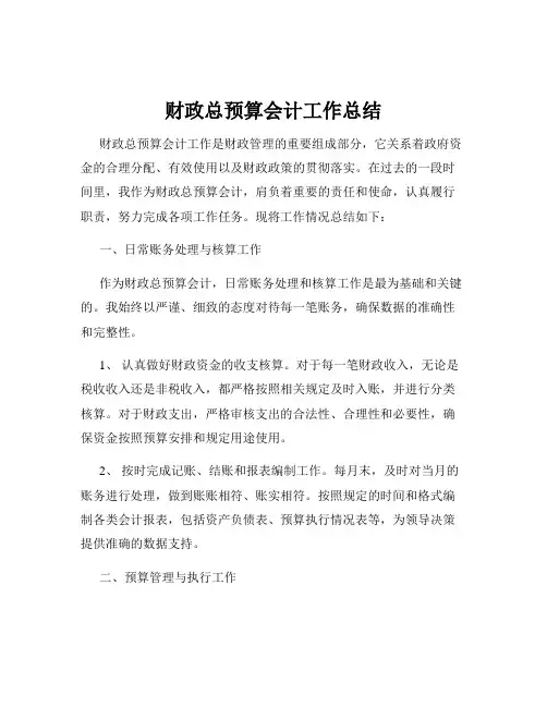 财政总预算会计工作总结