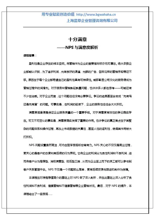 《十分满意——NPS与满意度解析》
